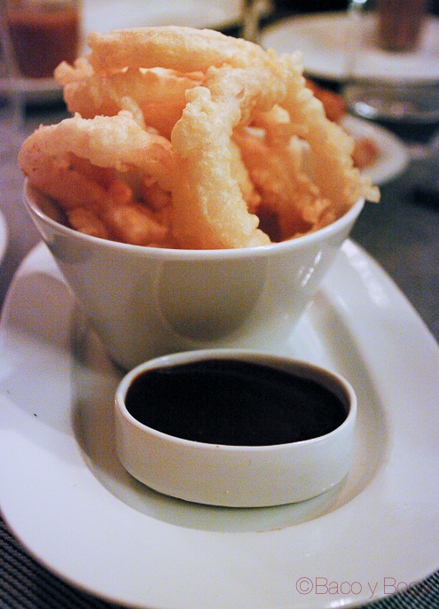 Aros de cebolla en tempura El filete Ruso Restaurante Barcelona